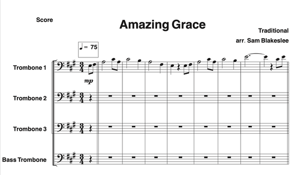 Amazing Grace (4 Trombone Arrangement) Hard Copies