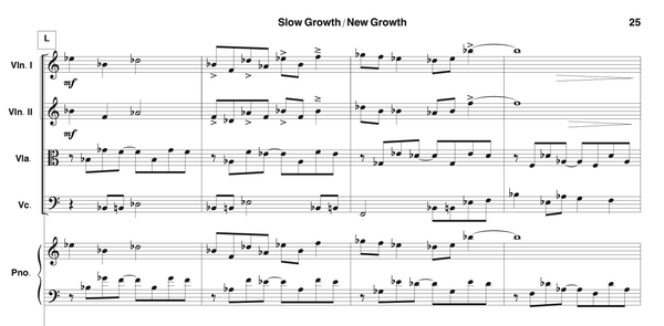 Slow Growth/New Growth - String Quartet & Rhythm Section (STUDY SCORE)