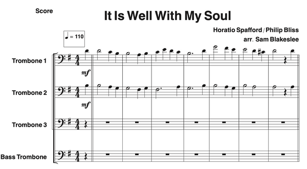It Is Well With My Soul (4 Trombone Arrangement) Hard Copies
